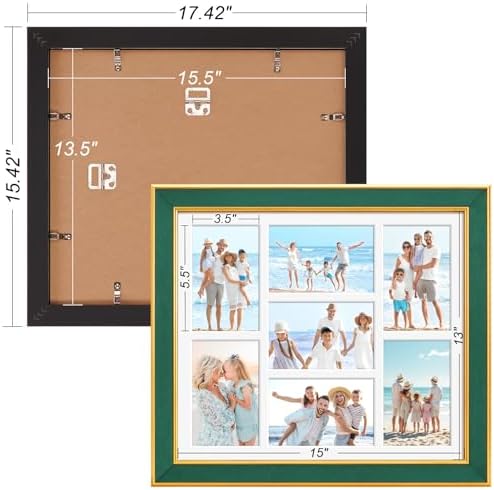 Suede 13.5x15.5 Picture Frame Display 7 Opening 4x6 Picture Frames Collage Wall Decor with Mat,Multi Photo Frame for Plexiglass,Wall Decor,1Pack,Green - Image 4