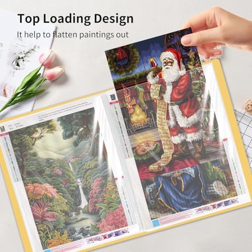 A3 Diamond Painting Storage Book, 60 Views Art Portfolio Presentations Folder with 30 Pages Protectors, 17.3x12.8in Yellow - Image 5