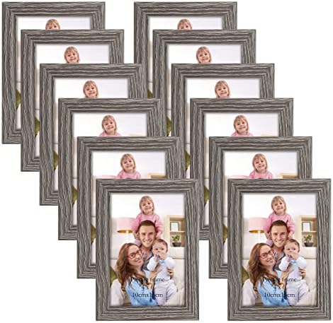 Giftgarden 4x6 Picture Frame Distressed Grey, 4 by 6 Rustic Wood-grain Gray Photo Frames Bulk for Wall or Tabletop, 12 Pack by Giftgarden