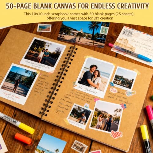 10x10 Scrapbook Album, 50 Pages Hardcover DIY Photo Memory Book - Image 7