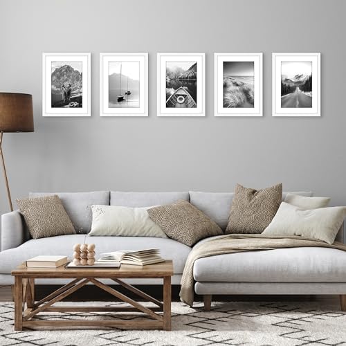 Americanflat 11x15 Picture Frame 5-Pack - Matted to 8x12 - White - Image 5