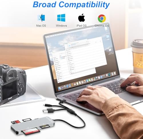 SD Card Reader Memory Stick pro Duo Adapter - 5 in 1 SD/TF/CF/MS/XD Card Reader for iPhone Supports Micro SD/SDHC/Compact Flash/XD Picture Cards, Lightning+USB A+USB C Memory Stick Pro Adapter - Image 6
