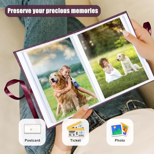 Photo Album 4x6 100 Pockets, Slip-in Picture Albums, Linen Cover Top Loader Vertical Pockets Albums for Baby, Kids Boy Girls, Wedding, Family, Anniversary, Purple - Image 5