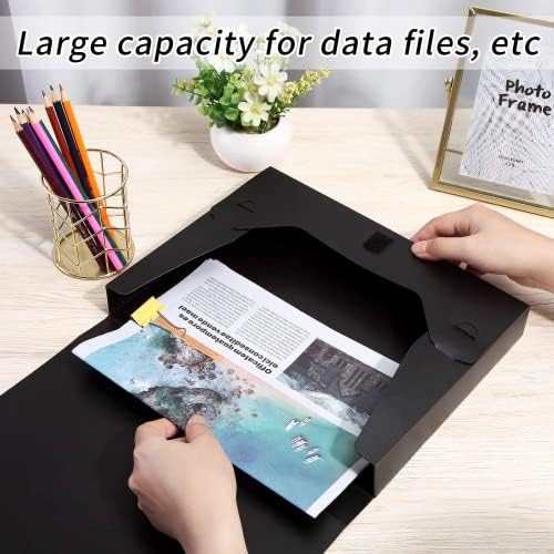 HUA JIE 8 Pack A4 Storage File Boxes Plastic Archives Cases with Lid,Black - Image 3