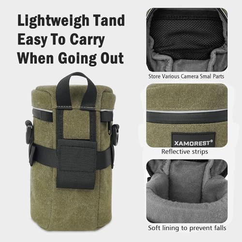 Camera Lens Case Lens Bag Compatible (4.13" x 7.28"(Canvas, Green)) - Image 4
