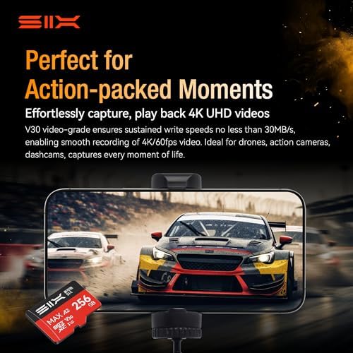 SIX M200 256GB Micro SD Card Read Up to 190MB/s for 4K UHD Continuous Recording - A2, U3, V30 microSDXC Memory Card 256GB with Adapter for Action Cameras, Drones, Gaming Consoles, Dash Cams, Phones - Image 4