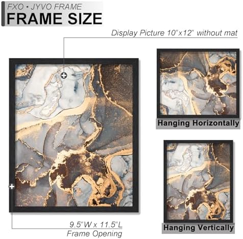 Fxojyvo 10x12 Picture Frame Set of 2 Black Engineered Wood Wall Hanging - Image 4