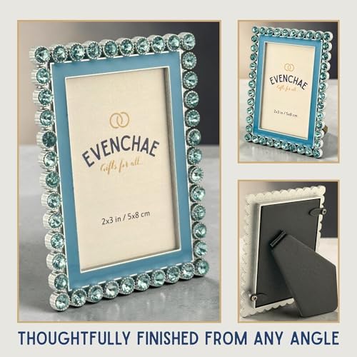2x3 Mini Picture Frame: Sky Blue Enamel + Blue Rhinestones - Image 7