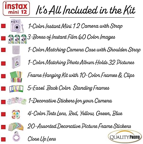 Fujifilm Instax Mini 12 Instant Camera + 60 Photo Prints + Accessories, Lilac Purple - Image 3