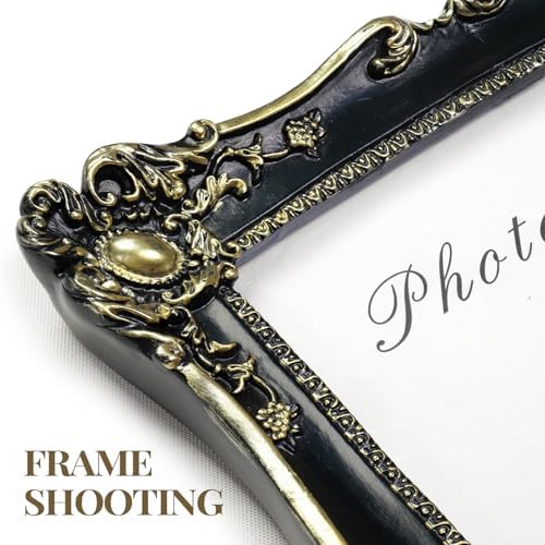 Cuspin 5x7 Picture Frame Black and Gold Vintage Ornate Resin Frame - Image 4