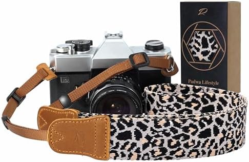 Padwa Lifestyle Camera Strap - 1.5" Crazy Horse Cowhide Head Cotton Strap,Vintage Embroidery Camera Straps for Photographers and All Cameras,Cute Adjustable Shoulder Neck Strap for Adults & Kids by PadwaLifestyleCameraStrap