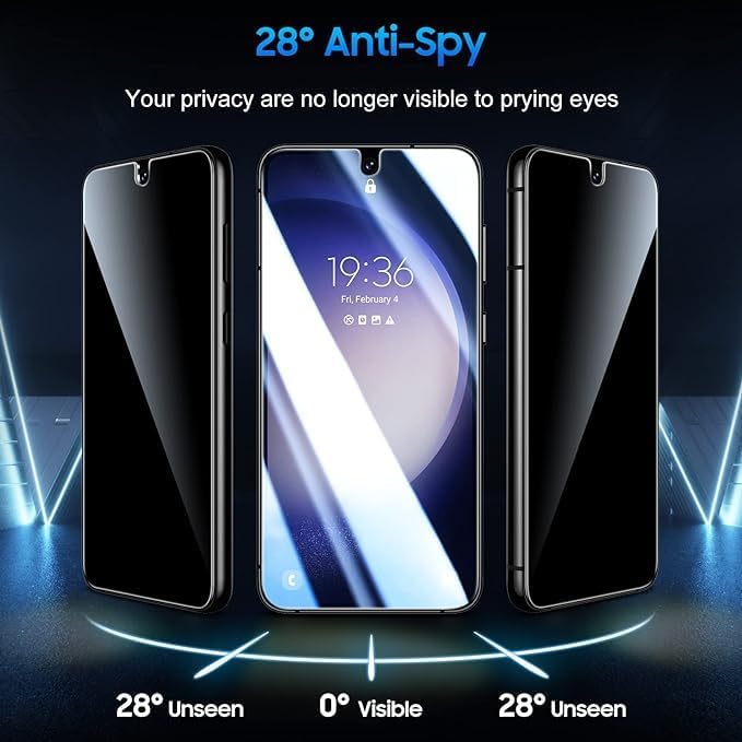 3+2 Pack Privacy Screen Protector And Camera Lens Protection for Galaxy S22 5G, Anti-Spy 9H Hardness Support Fingerprint Unlock Tempered Glass Screen Protector for Samsung Galaxy S22 - Image 6
