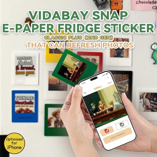 E-Paper Fridge Magnet Classic Plus, E-Ink Battery-Free Instant Photo Style Display, Wireless NFC Picture Frame, Phone-Controlled Acrylic Memo Board for Party/Travel/Home & Gifts, Compatible iPhone 13 and Newer (Green) - Image 2