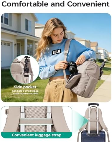 BAGSMART Small Camera Backpack for Women with Laptop Compartment, Black - Image 2