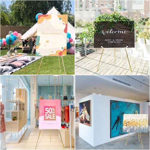 DANMO Easel Stand for Wedding Sign Poster 63'' Instant Display Easel for Floor Adjustable Metal Art Easel Gold 3 Pack - Image 6