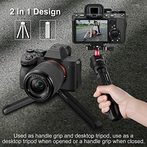 MINIFOCUS Aluminum Mini Tripod, Tabletop Handheld Tripods with 1/4'' and 3/8'' Screw, Portable Mini Travel Stand, Phone Holder for Gimbal Stabilizer DSLR Camera and Monopod - Image 2