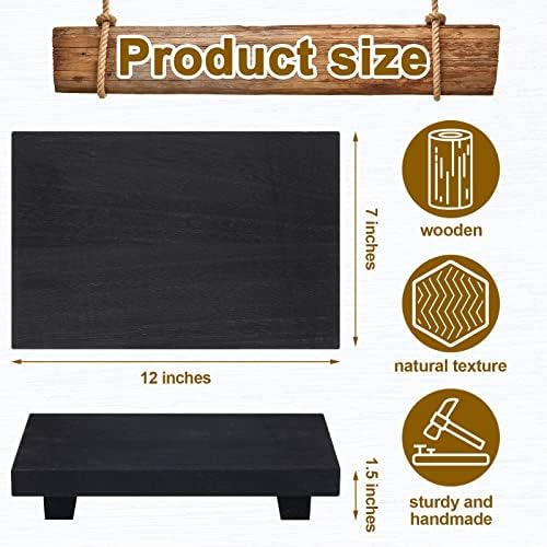 Nuogo Wood Pedestal Riser Stand for Kitchen Soap Tray,12 X 7 Inch,Black - Image 7
