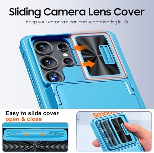 GooseBox for Samsung Galaxy S25 Ultra Case Wallet with RFID [Cards Holder][Camera Cover][Edge Raised] Full Body Shockproof Silicone Protective Phone Case for Galaxy S25 Ultra 6.9" 2025 (Lake Blue) - Image 4