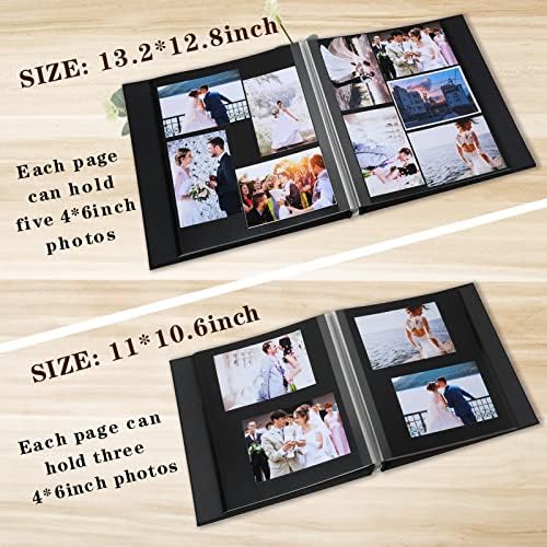 Spbapr Large Photo Album Self Adhesive Linen Cover Magnetic Scrapbook Album DIY Scrap Book 60 Black Sticky Pages for 4x6 5x7 8x10 10x12 Pictures with A Metal Pen - Image 6