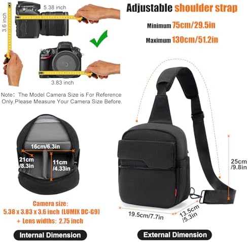 Cwatcun Camera Sling Bag Compact Small Camera Case, Waterproof Canvas Crossbody Camera Bag with Rain Cover, Travel Photography Bag for Canon, Nikon, Sony, Fuji DSLR/SLR/Mirrorless Cameras, Lens - Image 3