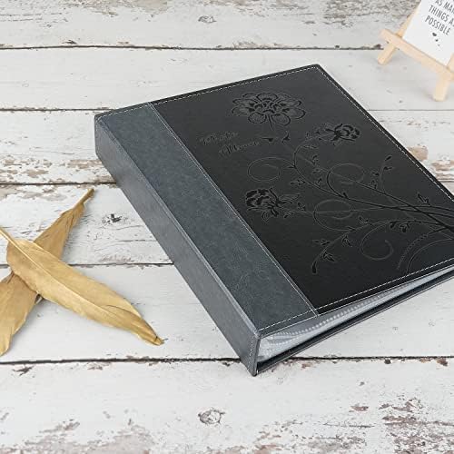 Photo Album 8x10 Clear Pages Pockets Leathe Cover Slip Slide in Photo Album Holds 50 Vertical 8x10 Photos Picture Book for Wedding Family (Black) - Image 5