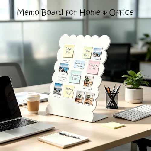 2 Pack Metal White Scalloped Magnet Display Board, 13" × 10" Anti-Slip Magnetic Bulletin Board Tabletop Memo Craft Photo Stand Small Business Supplies for Home Office Vendor Booth Events Classroom - Image 7