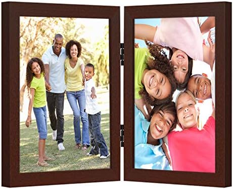 Americanflat Hinged 8x10 Picture Frame with Shatter-Resistant Glass - Double Picture Frames with Engineered Wood - Signature Collection - Photo Frame for Tabletop Display - Mahogany - Image 7