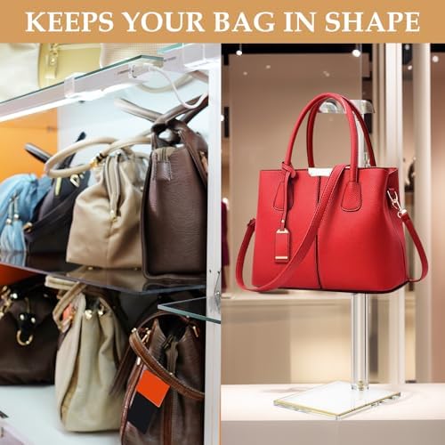Acrylic Purse Display Stands, 14"-24" Adjustable Height Handbag Holder, Clear Purse Rack Stands for Closet Retail, Durable Gold Trim Hanging Bag Wallet Jewelry Necklace Organizer Stand(PATENT PENDING) - Image 5