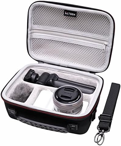 Camera Case Compatible with Sony Alpha ZV-E10 / ZV-1F / ZV-1 / ZV-1 II Vlog Camera with Shoulder Strap by LTGEM, Fits Vlogger Accessory Kit Tripod and Microphone, Black+Gray by LTGEM
