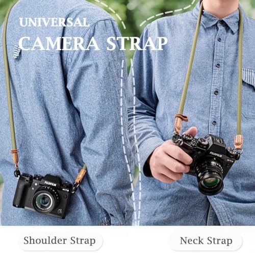 VOVMOEYA Nylon Braided Camera Rope Strap, Camera Neck Shoulder Strap with O-Ring for DSLR & Mirrorless Camera - Green - Image 4