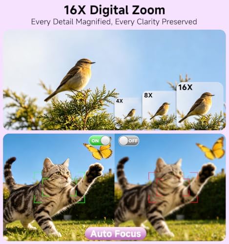 Digital Camera 4K, Autofocus Compact Digital Camera for Photography with 16X Zoom, 64GB Card & 2 Batteries - Image 3