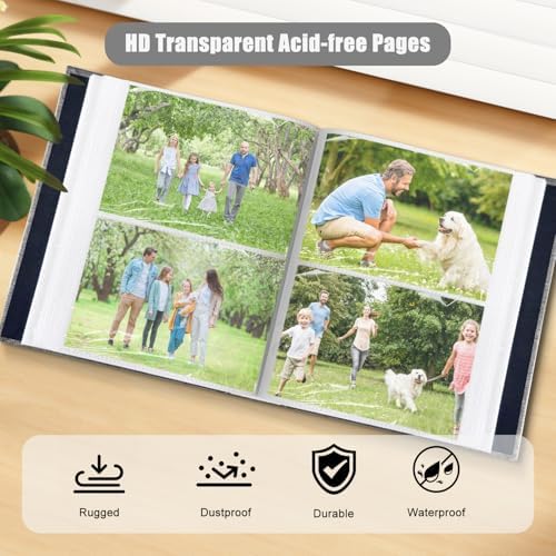 200-Pockets Photo Album 4x6 - Slip-In Picture Album with Linen Cover & Display Window, Vertical Photo Book for Wedding, Family, Baby, Anniversary & Vacation Memories (Holds 200 Photos) - Image 4