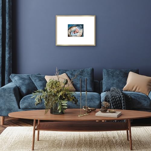 Americanflat 18x24 Poster Frame - Matted to 8x10 - Slim Molding - Gold - Image 5