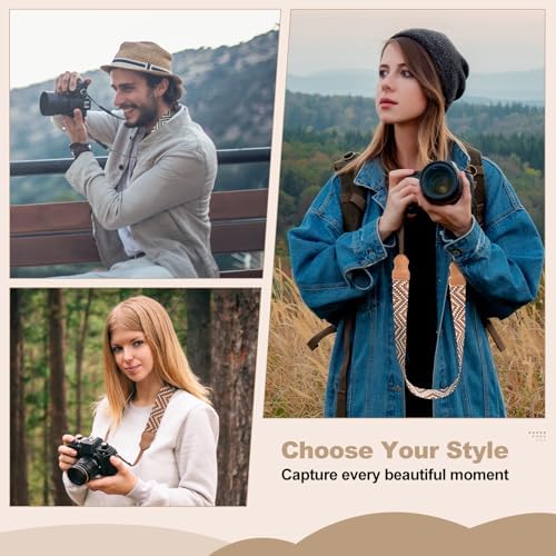 Universal Camera Strap - Camera Neck Strap, Adjustable Shoulder Straps Compatible with Canon, Fujifilm, Nikon, Olympus, Panasonic and other SLR and mirrorless cameras - Black White Gquares - Image 3