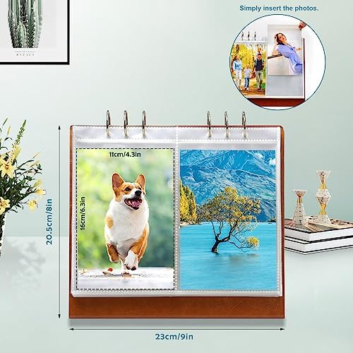 ZEEYUAN Double-Side Displaying 4x6 Flip Photo Album on Stand Vertical Family Photo Album - Image 2