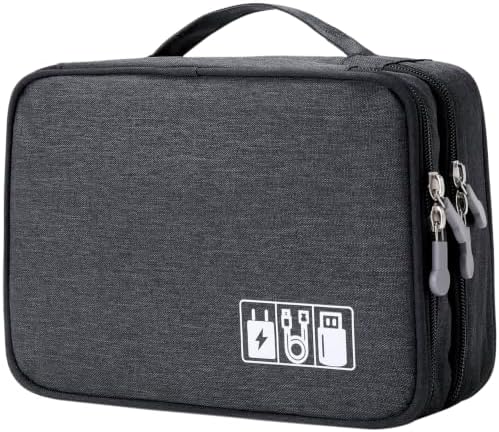 Lanola Custom Personalized Travel Cable Organizer Bag, Electronic Accessories Case Portable Double Layer Cable Storage Bag with DIY Dividers & Custom Photo Text for Men Women (Black) by Lanola