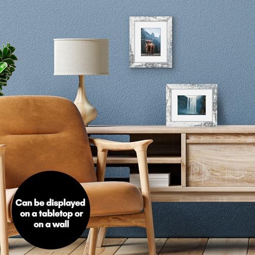 Americanflat 8x10 Picture Frame - Matted to 5x7 - Distressed White - Image 4
