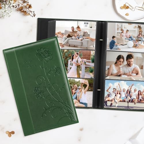 Artmag Photo Album 4x6 300 Photos, Extra Large Capacity Leather Cover Wedding Family Photo Albums Holds 300 Horizontal 4x6 Photos(Dark Green) - Image 4