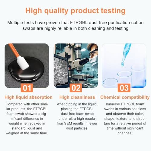 200 PCS Cleaning Swab Kit Lab Lab Microfiber Knitted Polyester Cleaning Sticks Professional Lint Free Lab Swabs for Printer, Gun, Optics Lens, Camera, Arts and Crafts, Automotive Detailing (5 Sizes) - Image 3