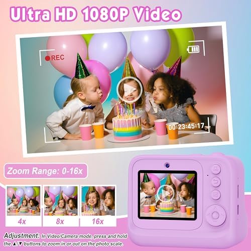 Kids Camera, Upgrade Kids Camera Instant Print, Front Rear Dual Selfie Digital CAM with 1080P Videos, Portable Travel Toy with Games and Music, Christmas Birthday Gift for Boys, Girls and Teens - Image 6
