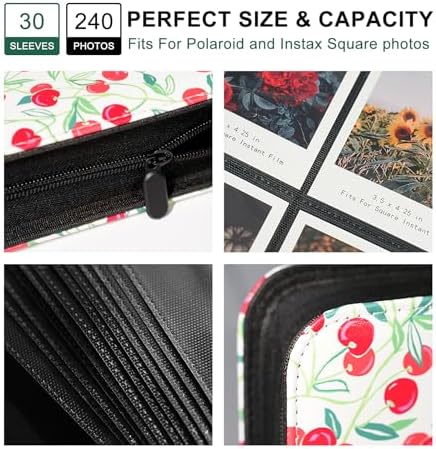 Large Polaroid Photo Album Binder, 240 Pockets. Cherry Print - Image 4