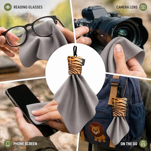 SPUDZ Classic Microfiber Lens Cleaner – Clip-On Pouch, Washable – for Binoculars, Scopes, Glasses, Screens | Classic | Avocado, 6 x 6 Inch - Image 4