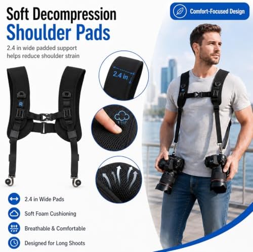 PULUZ Dual Camera Shoulder Harness for DSLR SLR Cameras with Quick Release - Image 5