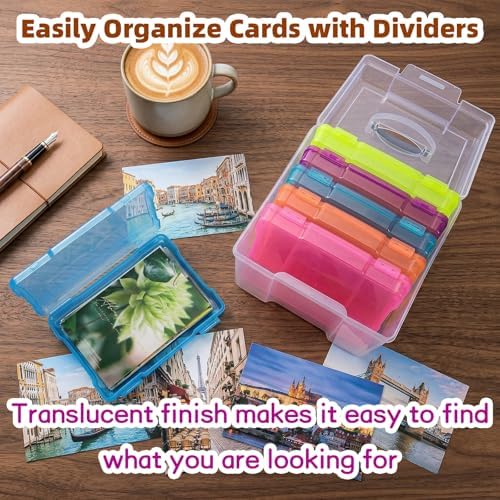 Yesland 5x7 Inch Photo Storage Box with Handle, 6 Inner Photo Cases Keeper, Plastic Organizer, Craft Storage Container for Greeting Cards Pictures Stamps Scrapbooking Office Supplies, 6 Colors - Image 5