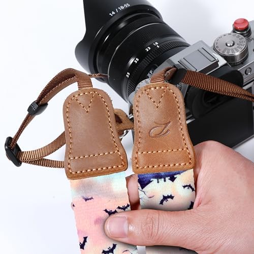 Padwa Lifestyle Halloween Pumpkin Camera Strap - Vintage Crazy Horse Cowhide Head,1.5" Soft Cute Camera Straps for Photographers Gift,Nylon Print Adjustable Strap for Camera and Binoculars - Image 4