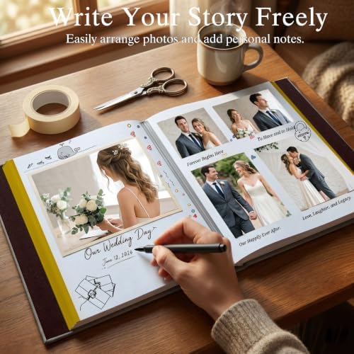 Zoview Brown Large Self-Adhesive Photo Album, PU Leather Cover - Image 2