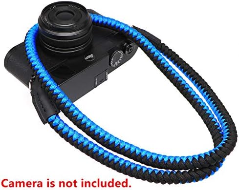 Paracord Woven Camera Neck Shoulder Strap Belt Hand Compatible with Canon Nikon Sony Olympus Pentax Fujifilm Panasonic SLR DSLR Digital Mirrorless Cameras 42 inch Black Blue - Image 5