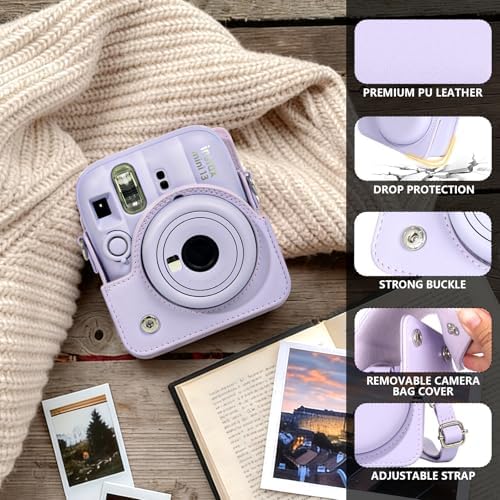 CAIYOULE Camera Case for Fujifilm Instax Mini 13 Instant Camera, Purple - Image 2