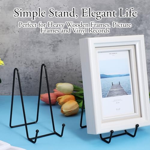 12 Pack 6 Inch Metal Plate Display Stands, Black Multi-Purpose Easel Stands for Photos/Books/Plaques/Artwork, Tabletop Holder - Image 5