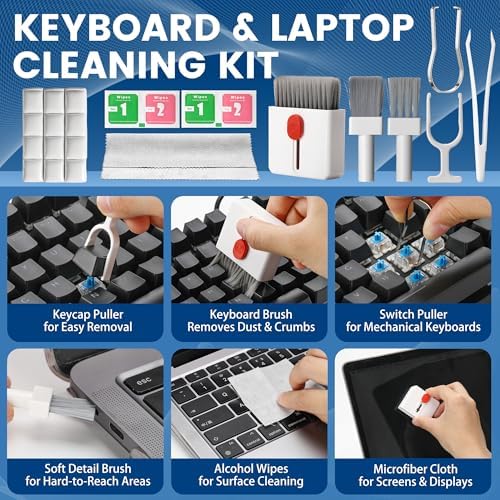 Upgraded 47PCS Phone Cleaning Kit, AirPod & iPhone Cleaner, Electronics Cleaning Tools for Charging Port/USB-C/Speaker, Laptop Cleaner for Keyboard Screen, Tech Gifts for Men, Cool Gadgets - Image 3